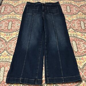 Wide-Leg Dark Blue Jeans